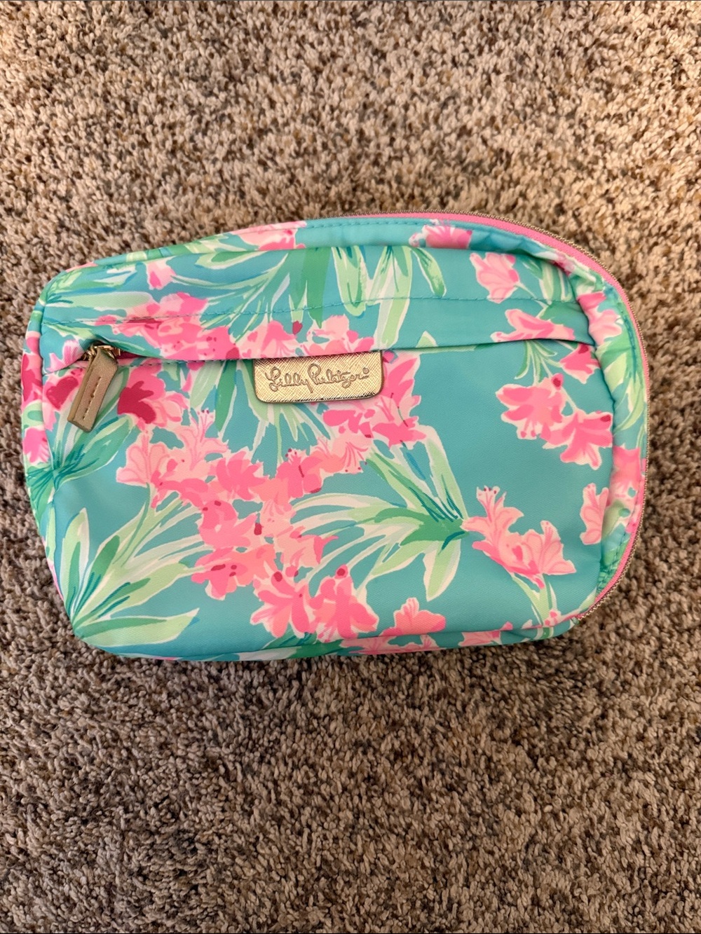 Lilly Pulitzer Turquoise Floral Makeup Bag
